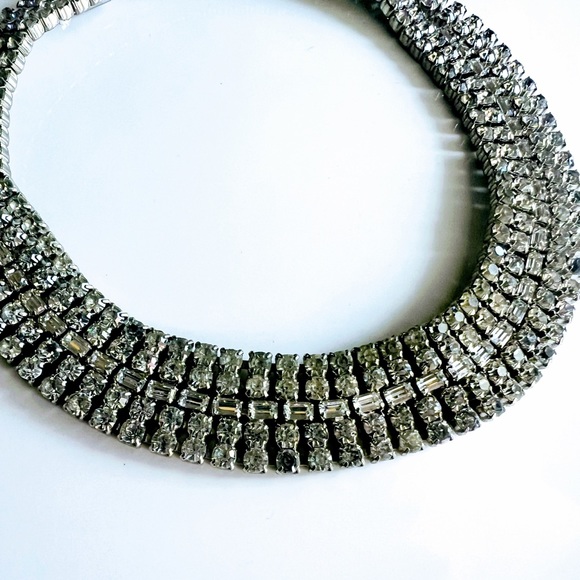 Hollywood Classic Collectable Rhinestone 5 Row Crystal Choker Necklace EVC - Picture 3 of 11